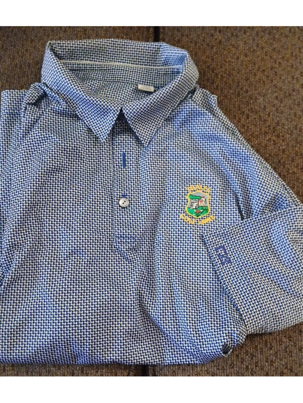 Cutter & Buck Polo Shirt Mens XL Blue Pattern Polo Tralee Golf Links Ireland